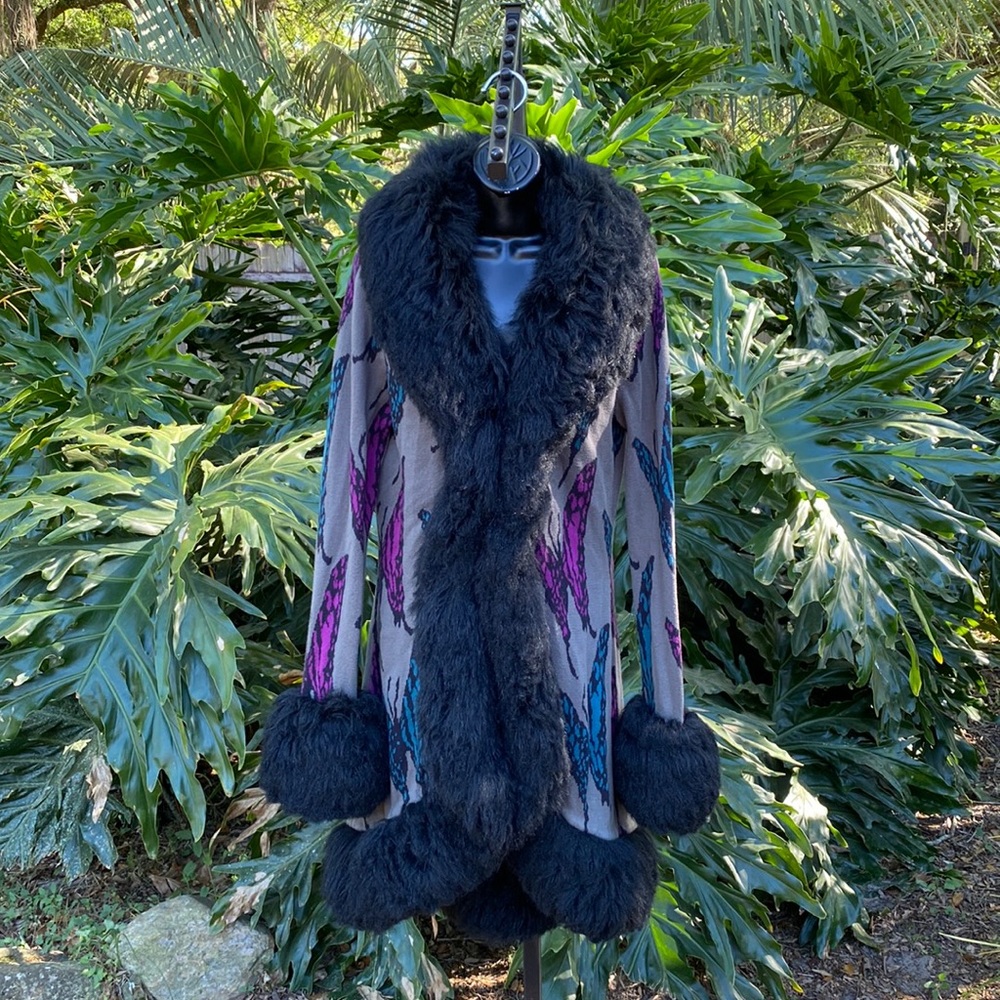 Betsey Johnson Black and Purple Cardigan